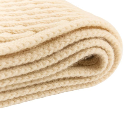 Chanel CC Logo Cashmere Mushroom Blue Knit Scarf Beige Sweater