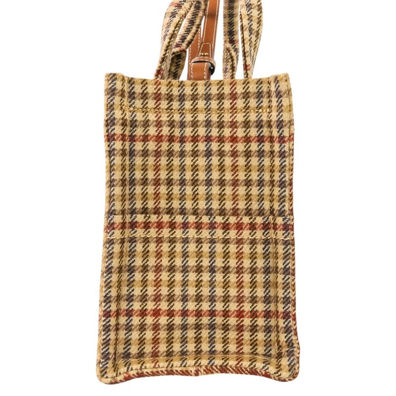 Celine Triomphe Logo Small Cabas Thais Tweed 2-Way Shoulder Bag Brown Beige