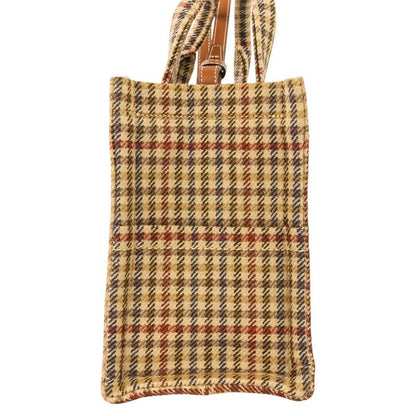 Celine Triomphe Logo Small Cabas Thais Tweed 2-Way Shoulder Bag Brown Beige