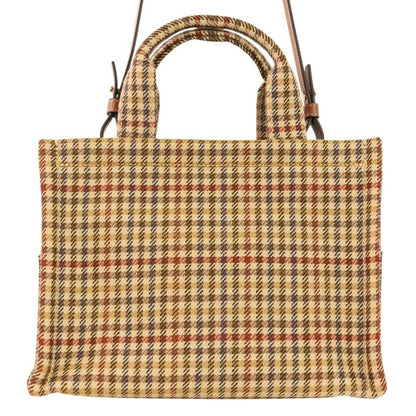 Celine Triomphe Logo Small Cabas Thais Tweed 2-Way Shoulder Bag Brown Beige