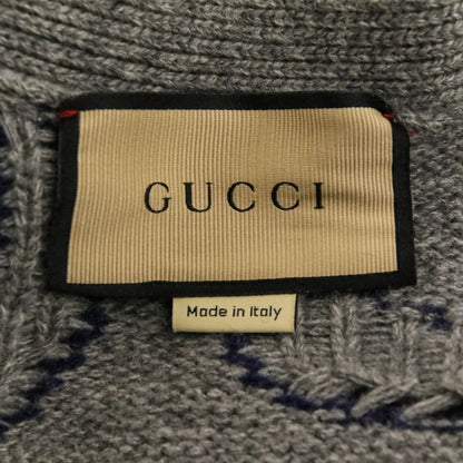 Gucci Logo Intarsia V-neck Knit Cardigan M Gray