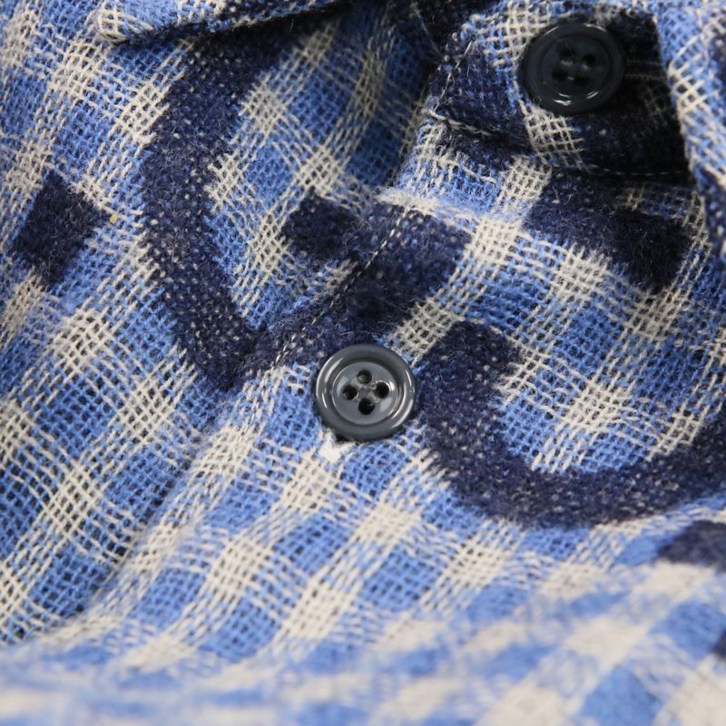 Gucci Jumbo GG Wool Check Shirt 48 Blue