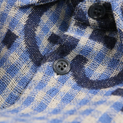 Gucci Jumbo GG Wool Check Shirt 48 Blue