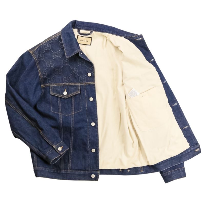 Gucci GG Embossed Denim Jacket Trucker Indigo
