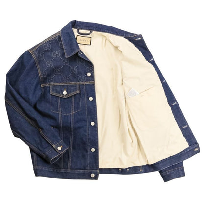 Gucci GG Embossed Denim Jacket Trucker Indigo