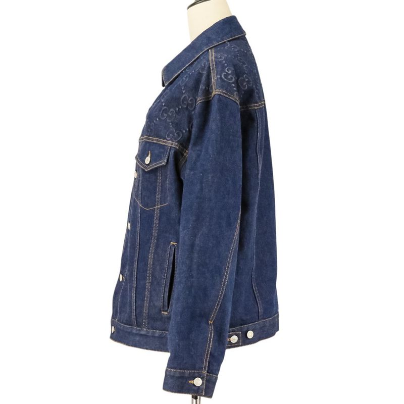 Gucci GG Embossed Denim Jacket Trucker Indigo
