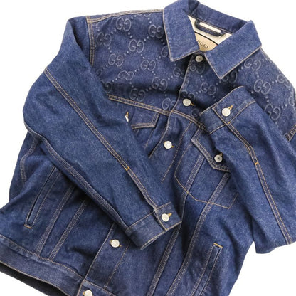 Gucci GG Embossed Denim Jacket Trucker Indigo