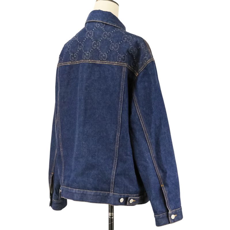 Gucci GG Embossed Denim Jacket Trucker Indigo