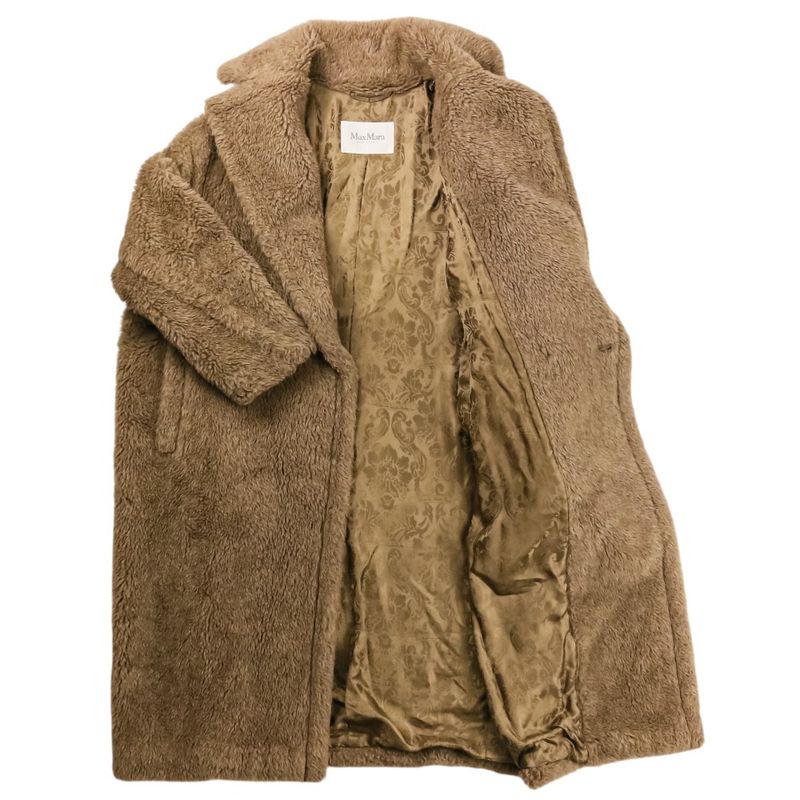 Max Mara Nuevo Teddy Bear Alpaca Cashmere Boa Coat XS Brown