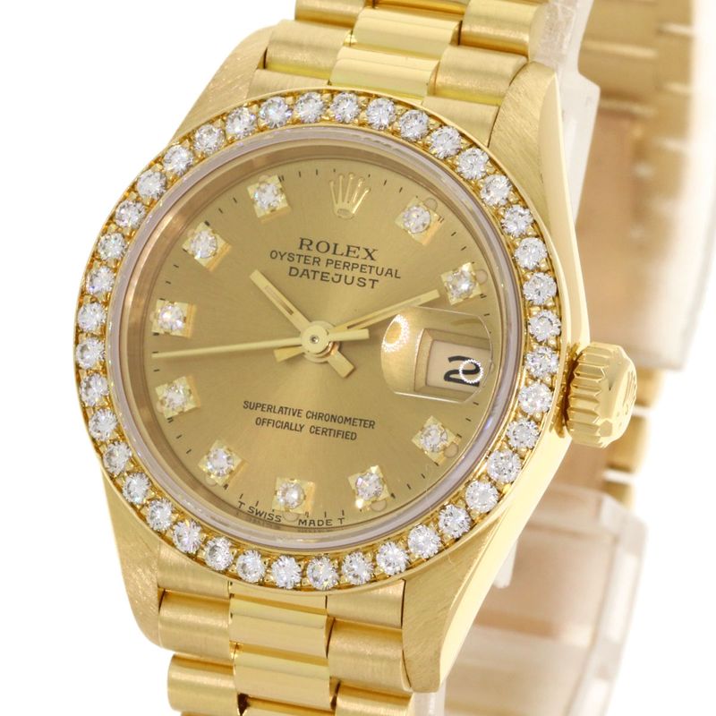 Rolex Datejust Diamond Watch 18k Yellow Gold