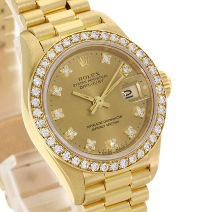 Rolex Datejust Diamond Watch 18k Yellow Gold