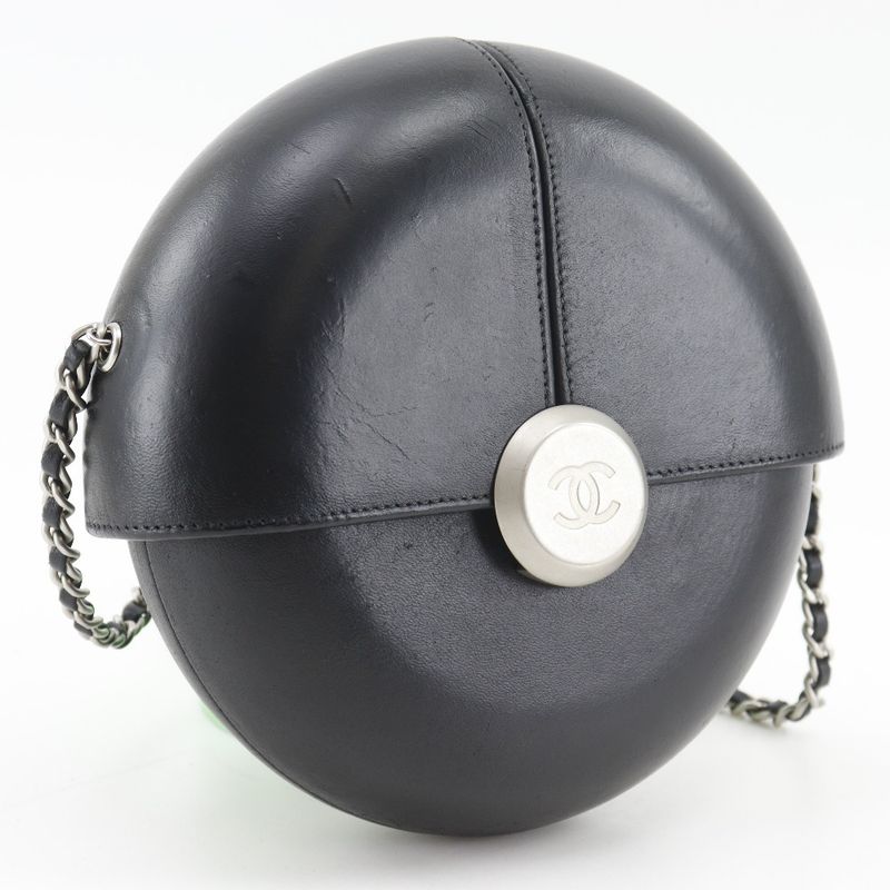 Chanel Chain Shoulder Evening in the Air Leather Black Bag