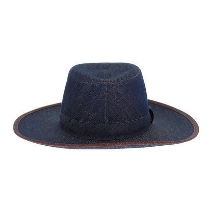 Hermes Wide Brim Hat Cotton Linen Indigo Blue 57 Travel Sea Resort