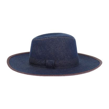 Hermes Wide Brim Hat Cotton Linen Indigo Blue 57 Travel Sea Resort