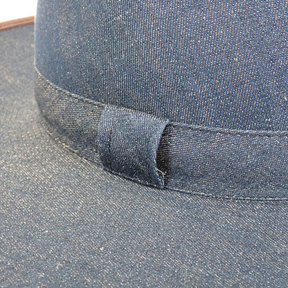 Hermes Wide Brim Hat Cotton Linen Indigo Blue 57 Travel Sea Resort