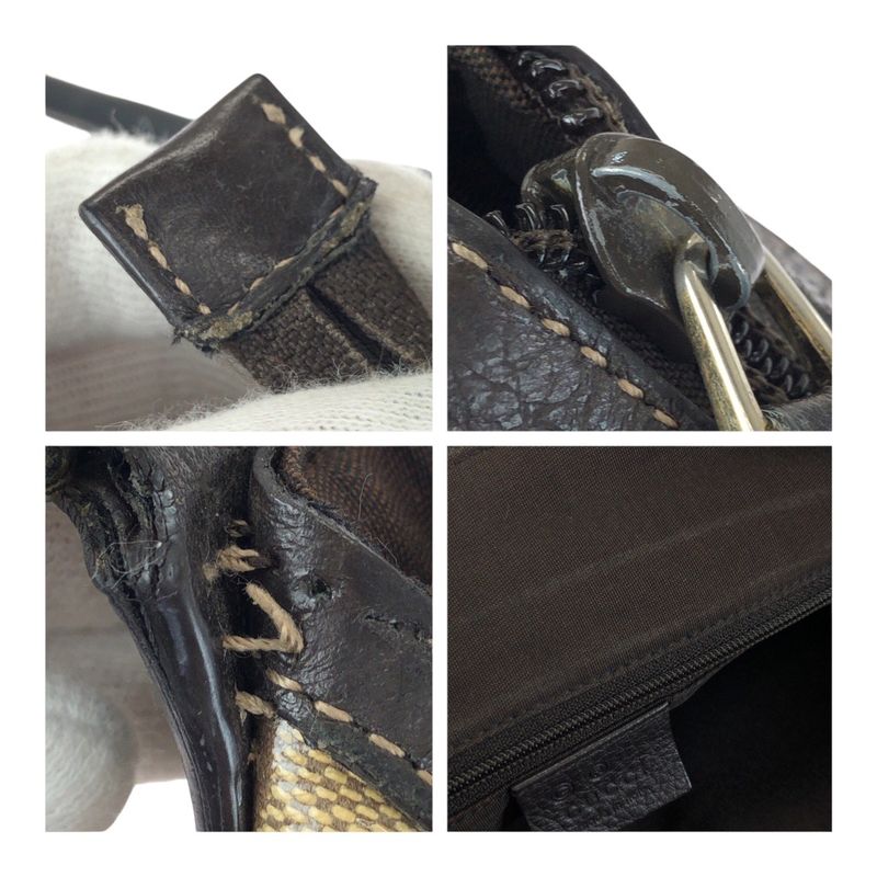 Gucci GG Crystal Brown Beige Gold Hobo Shoulder Bag