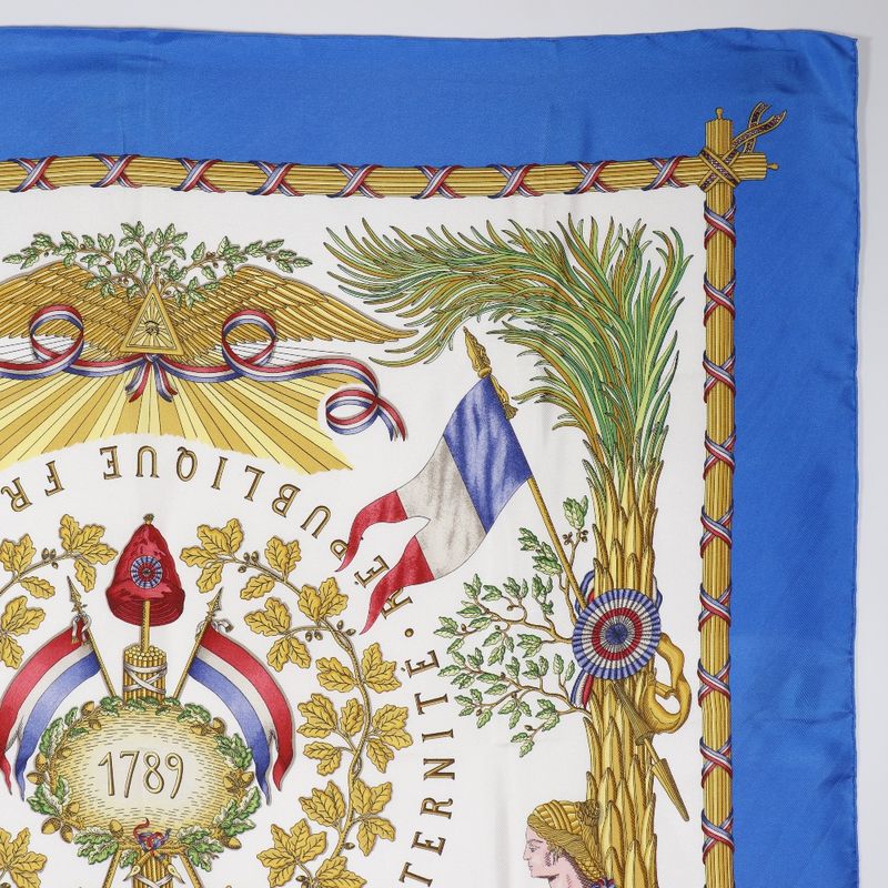 Hermes Carre 90 Silk Blue Scarf
