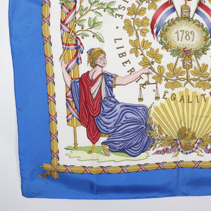 Hermes Carre 90 Silk Blue Scarf