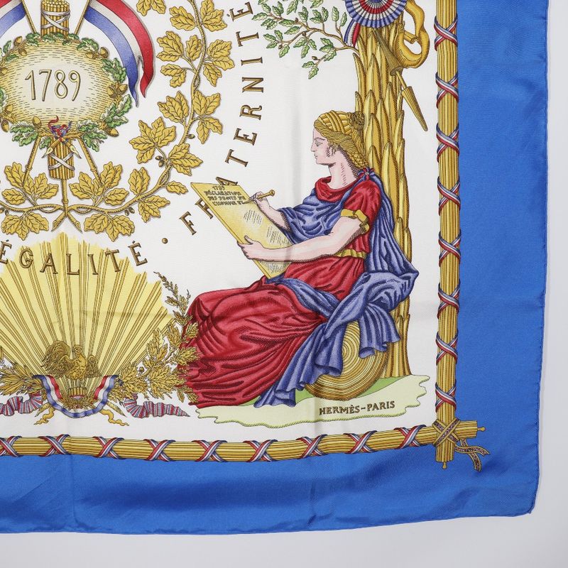 Hermes Carre 90 Silk Blue Scarf