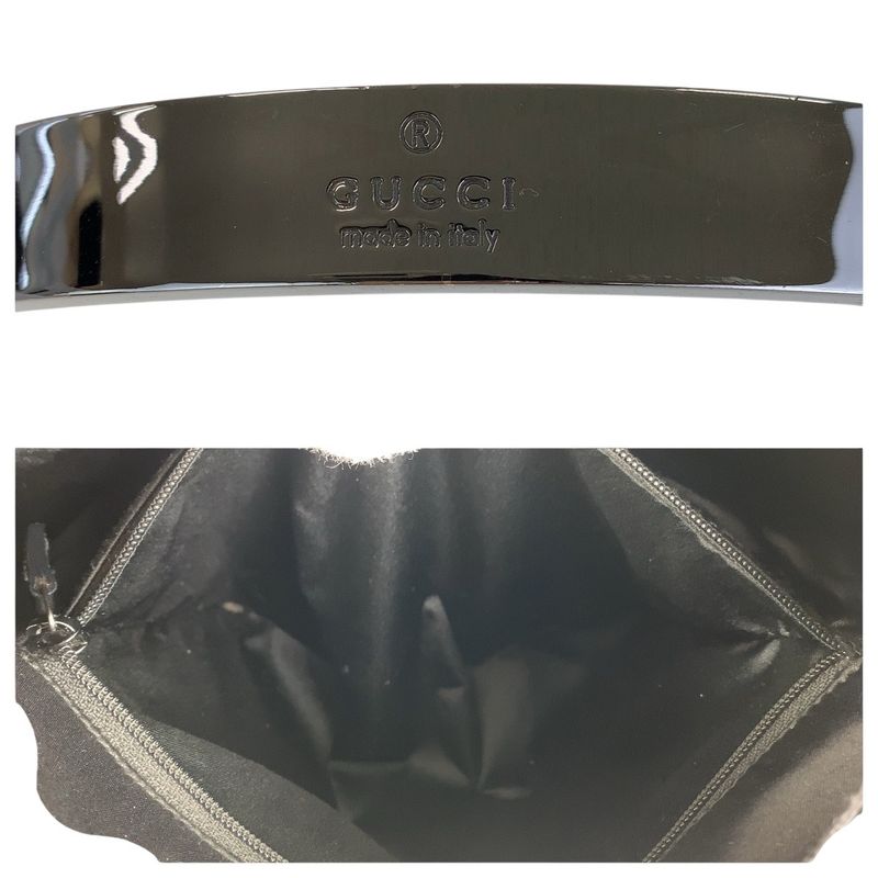 Gucci Hobo Black Silver Canvas Enamel 001 Shoulder Bag
