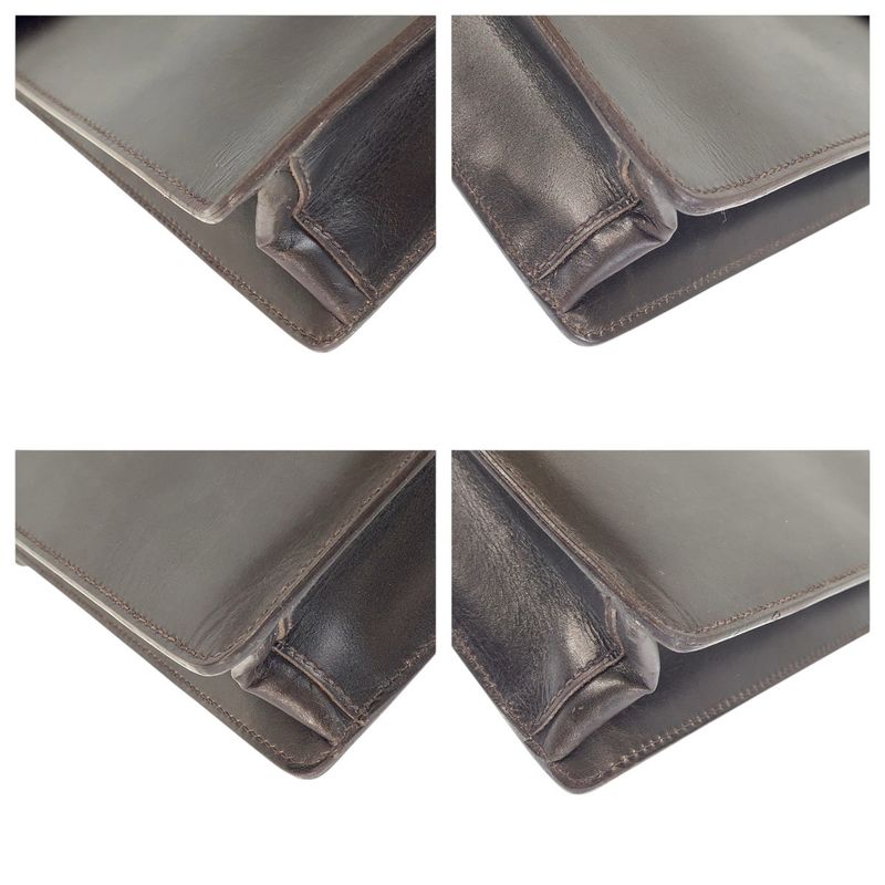 Prada Brown Silver Leather Business Briefcase