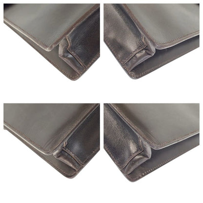 Prada Brown Silver Leather Business Briefcase
