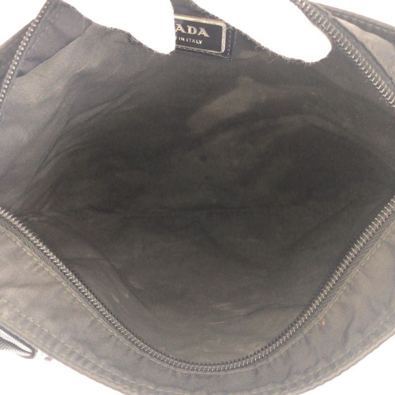 Prada Tessuto Black Silver Nylon Shoulder Bag
