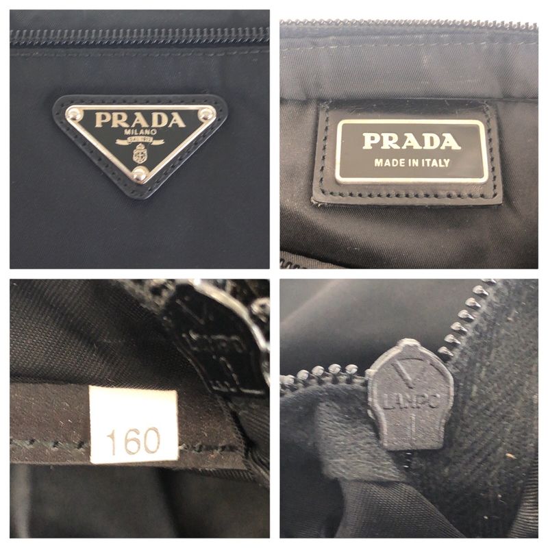 Prada Tessuto Black Silver Nylon Shoulder Bag