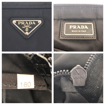 Prada Tessuto Black Silver Nylon Shoulder Bag