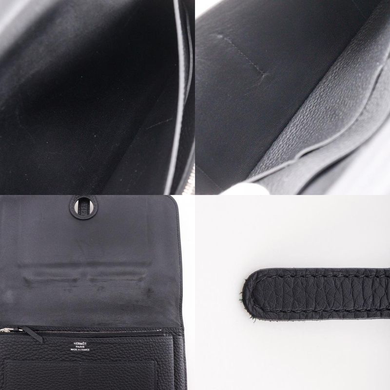 Hermes Dogon Duo Togo Black Wallet