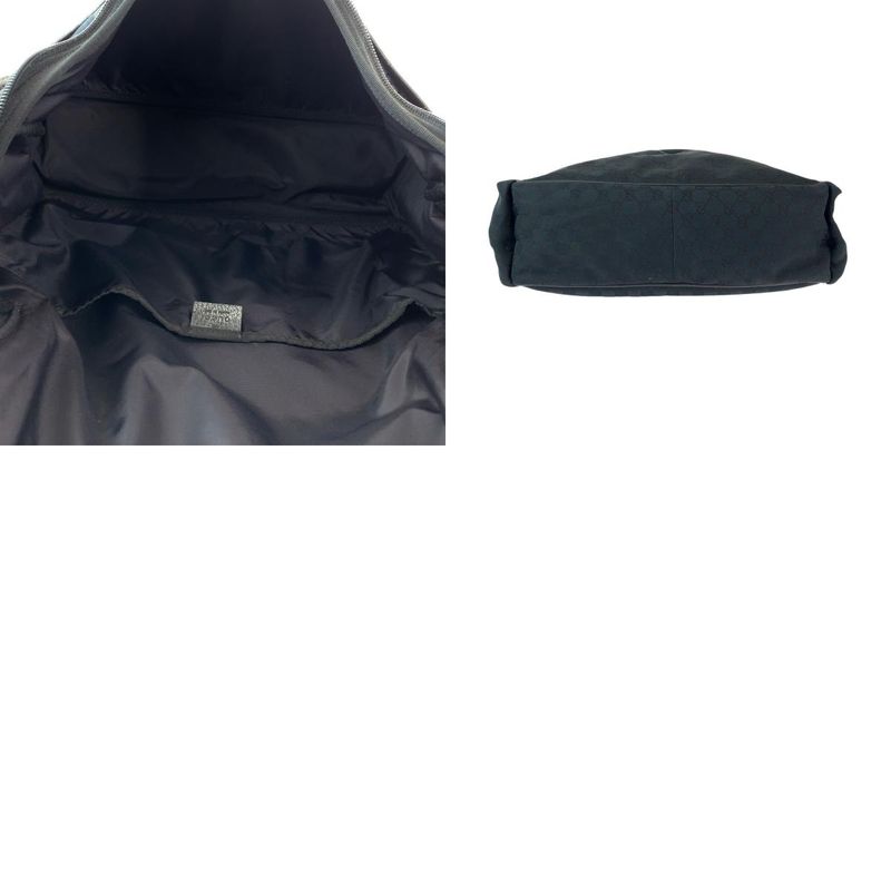 Gucci Black Silver GG Canvas Shoulder Bag