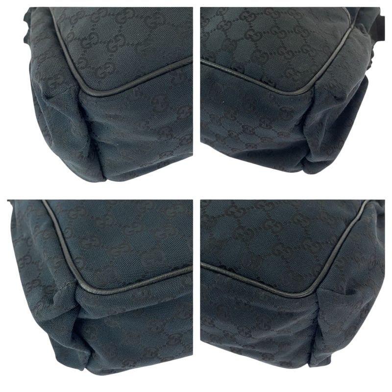Gucci Black Silver GG Canvas Shoulder Bag