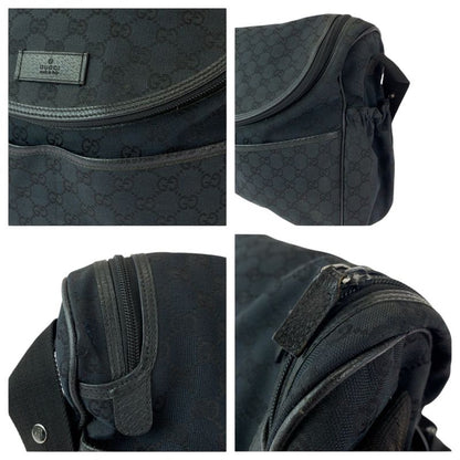 Gucci Black Silver GG Canvas Shoulder Bag