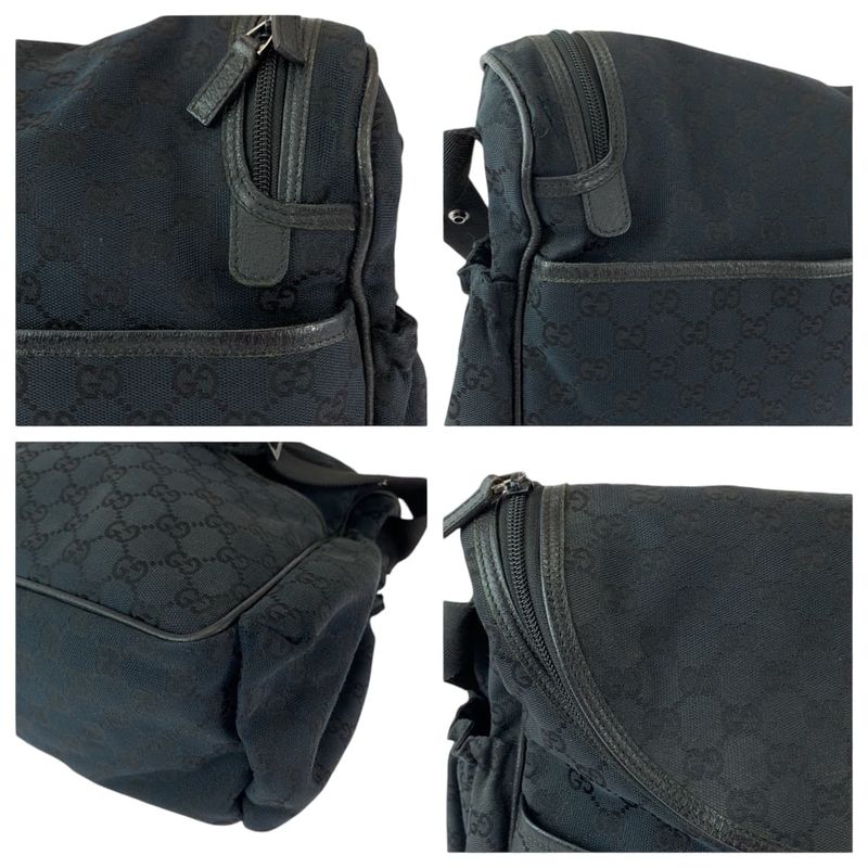 Gucci Black Silver GG Canvas Shoulder Bag
