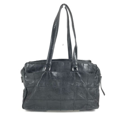 Chanel Shoulder Bag Choco Bar CC Logo Caviar Leather Black