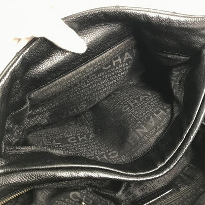 Chanel Shoulder Bag Choco Bar CC Logo Caviar Leather Black