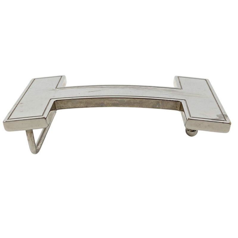 Hermes Buckle Belt Logo Only Metal Silver