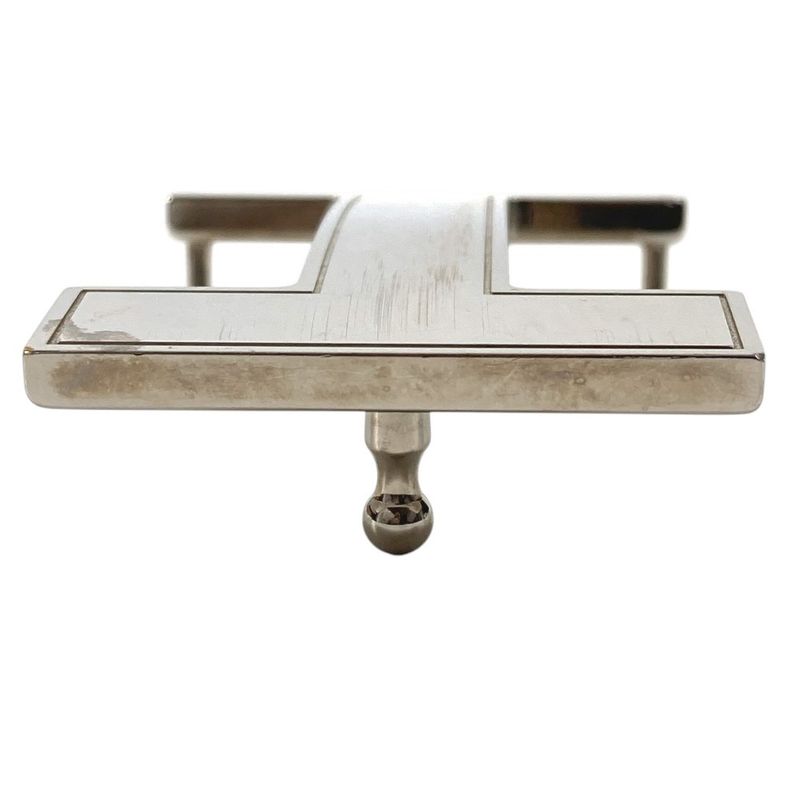 Hermes Buckle Belt Logo Only Metal Silver