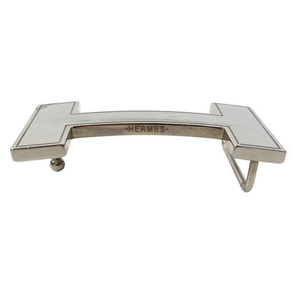 Hermes Buckle Belt Logo Only Metal Silver