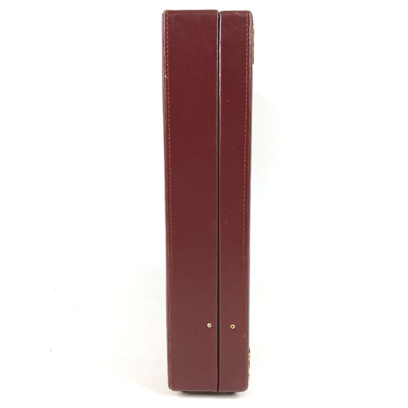 Cartier Business Bag Attache Case Leather Wine Red