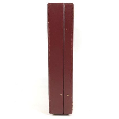 Cartier Business Bag Attache Case Leather Wine Red