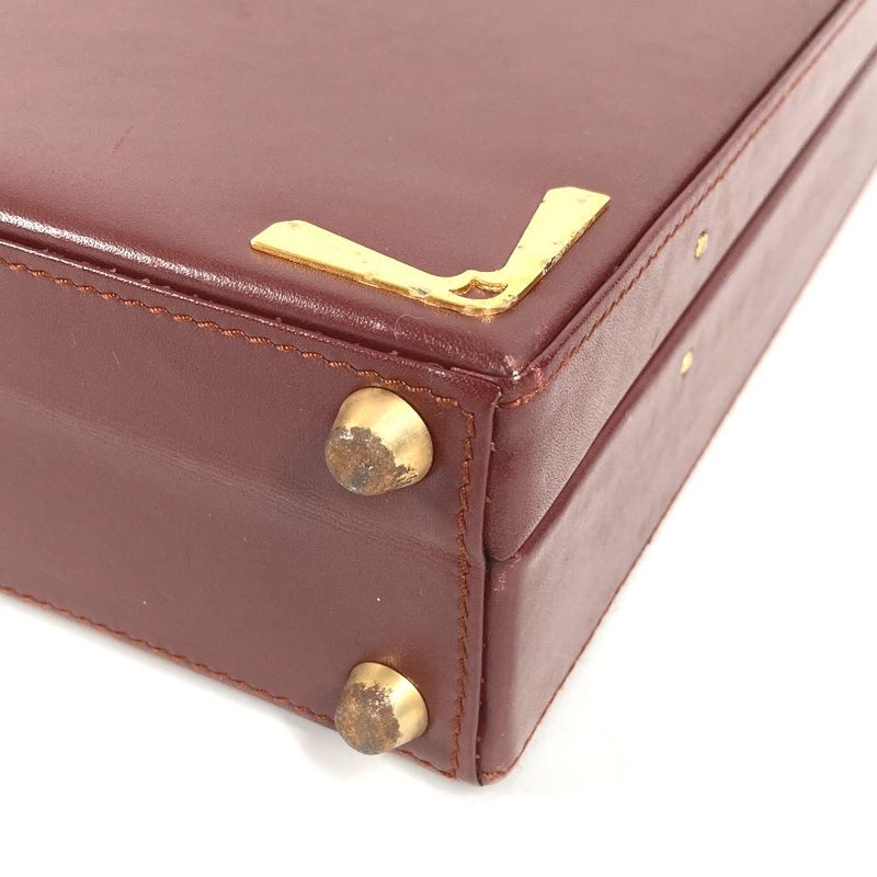 Cartier Business Bag Attache Case Leather Wine Red