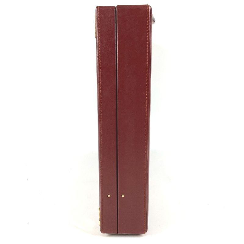 Cartier Business Bag Attache Case Leather Wine Red