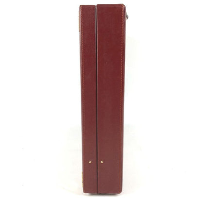 Cartier Business Bag Attache Case Leather Wine Red