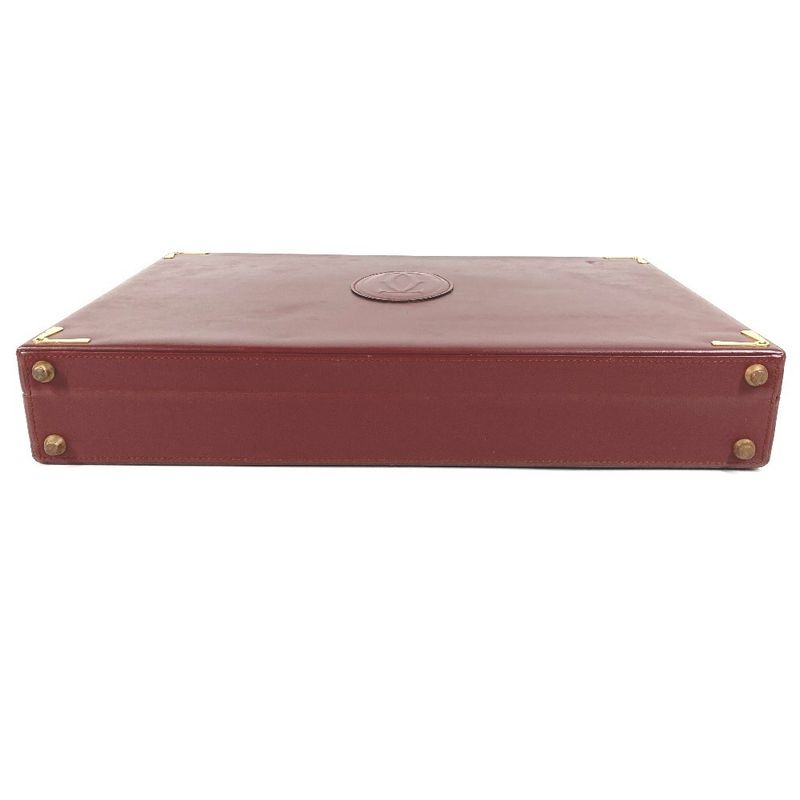 Cartier Business Bag Attache Case Leather Wine Red