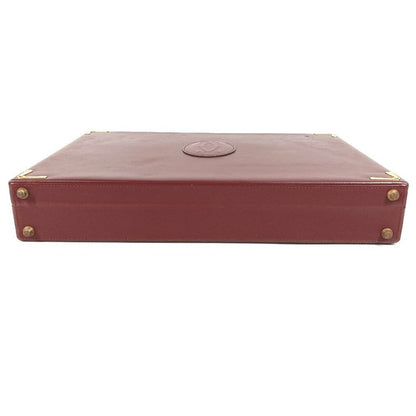 Cartier Business Bag Attache Case Leather Wine Red