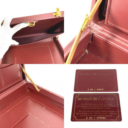 Cartier Business Bag Attache Case Leather Wine Red