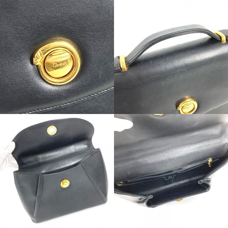 Cartier Business Bag Panthère Logo Leather Black