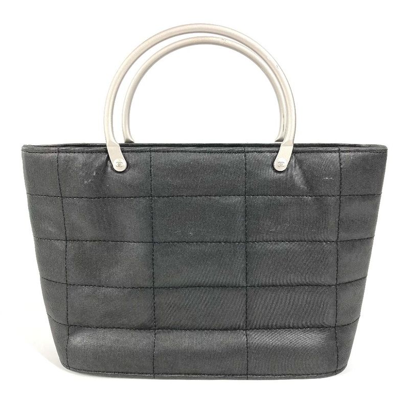 Chanel Handbag Metal Handle Choco Bar Nylon Gray