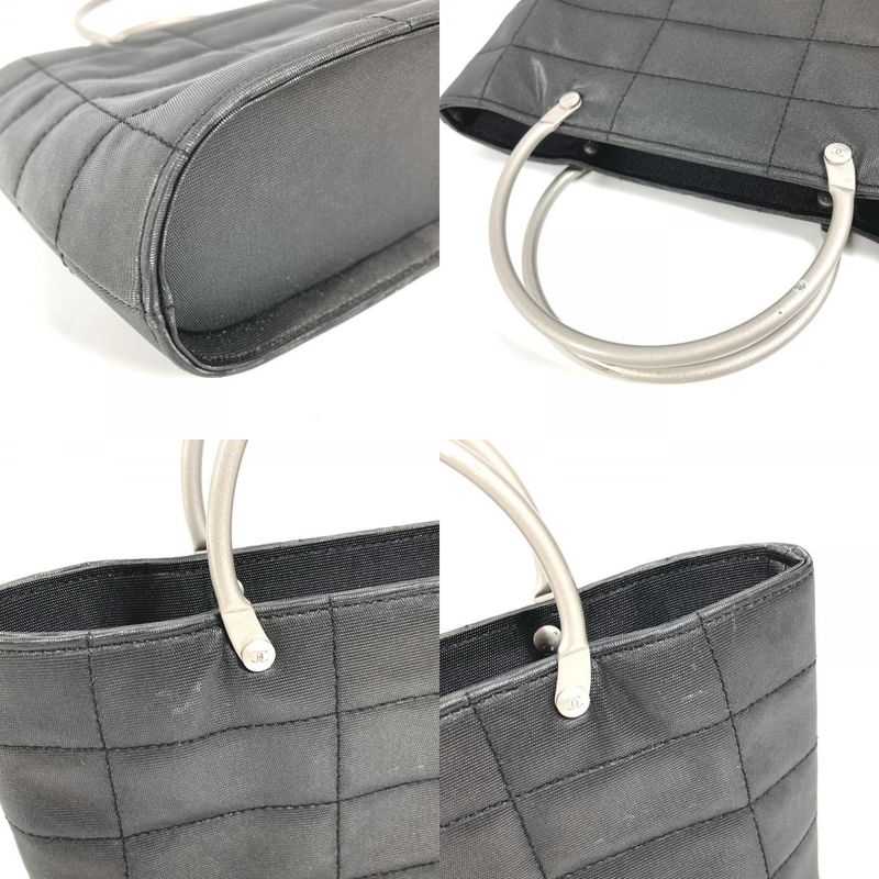 Chanel Handbag Metal Handle Choco Bar Nylon Gray